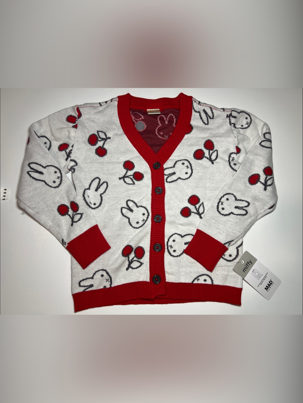 Miffy White Cardigan with Red